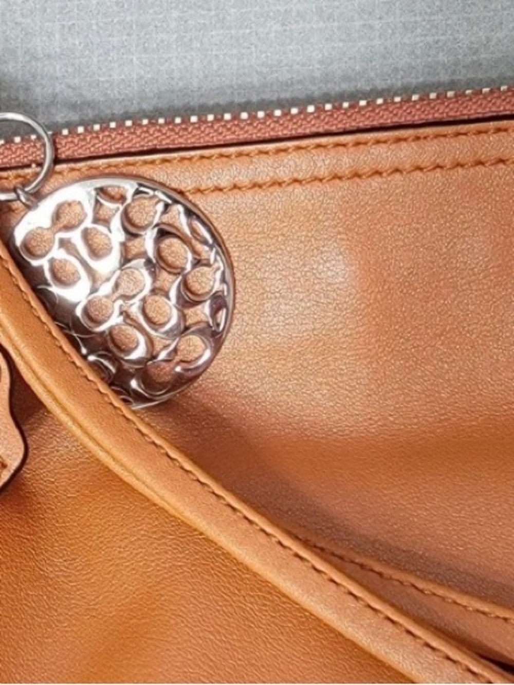 Coach Ali Hobo Tangerine Leather Shoulder Bag with Signature Charm - Picture 10 of 12